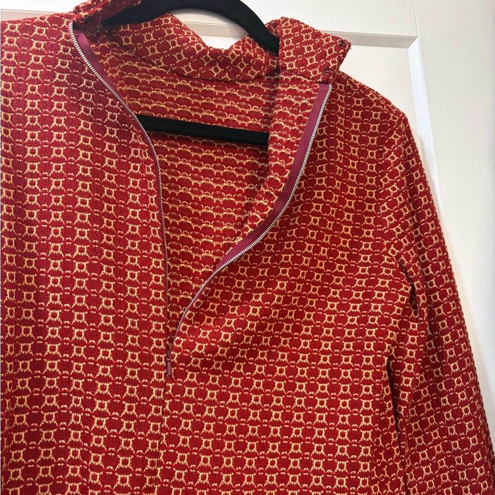 Red Patterned Long Sleeve Top Small - image 3